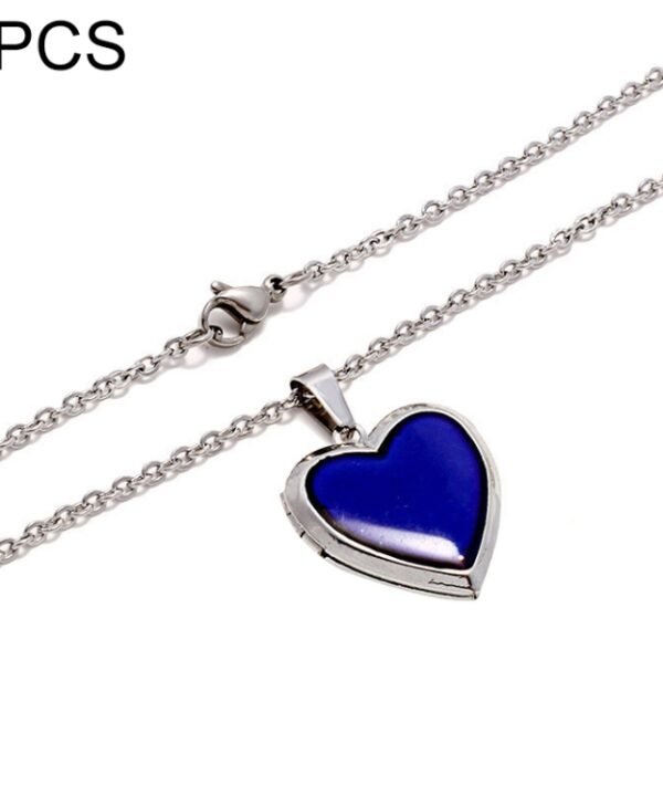 2 PCS MN4008 Heart Photo Box Pendant Temperature Sensitive Discoloration Necklace Jewelry