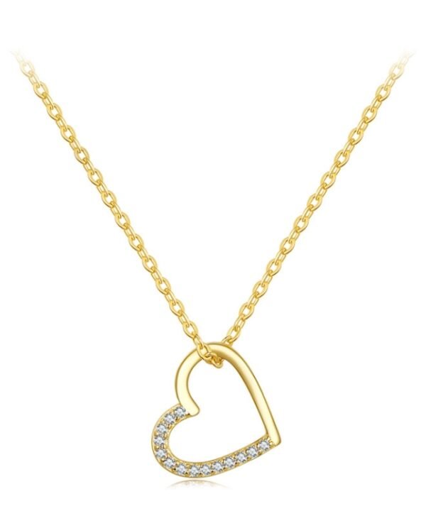 SCN347-B Sterling Silver S925 Zircon Simple Fashion Hollow Heart Shape Necklace, SCN347-B, SCN347-C