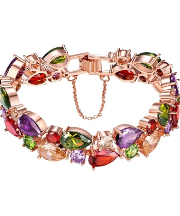 18cm Fashion Mona Lisa Rose Gold Colorful Zircon Bead Bracelets