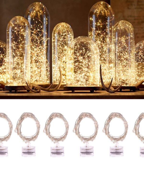 6 PCS Waterproof Warm White Light Copper Wire Starry String Light , 20 LEDs 2700-2900K Rope Fairy Light For Party / Holiday, Length: 2m, DC 6V