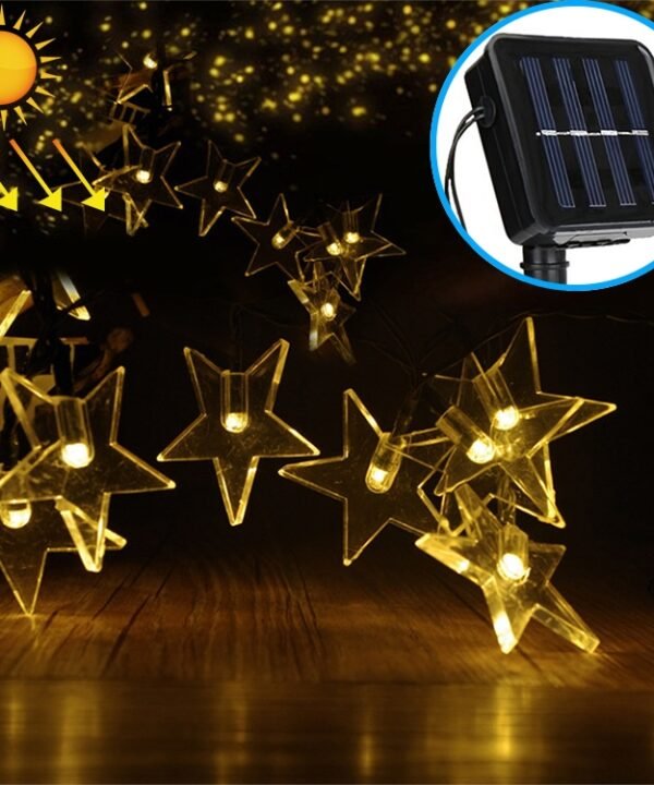Star Shape 20 LEDs Outdoor Garden Christmas Festival Decoration Solar Lamp String