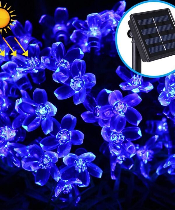 Peach Blossom Shape 50 LEDs Outdoor Garden Waterproof Christmas Spring Festival Decoration Solar Lamp String
