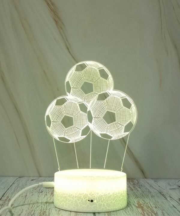 Three Footballs Shape Creative Crack Touch Dimming 3D Colorful Decorative Night Light