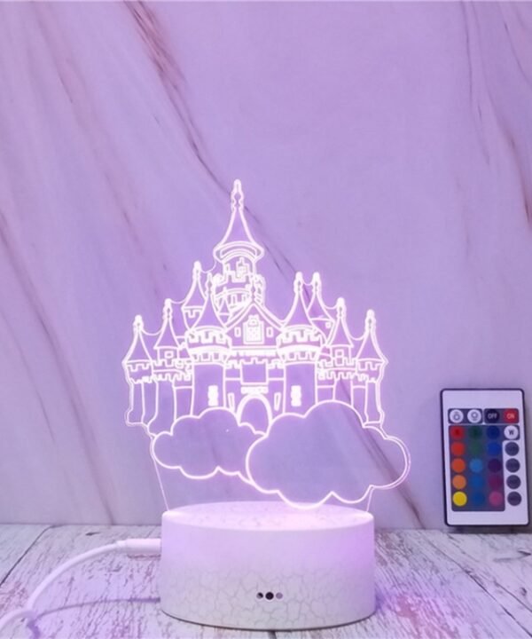Castle In The Sky Shape Creative Crack Touch Dimming 3D Colorful Decorative Night Light with Remote Control