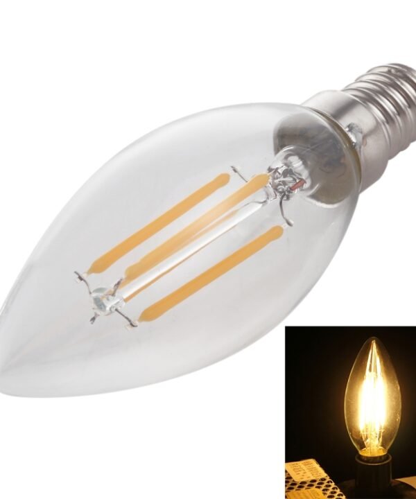 C35 E14 4W 4 LEDs 300 LM 3000K Dimmable Retro LED Filament Light Bulb Energy Saving Light, AC 220V, Apiciform E14 4W 220V Warm White, Apiciform E14 4W 220V White Light
