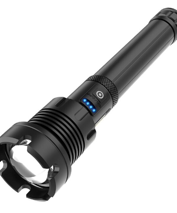 Long Style Micro USB Charging Outdoor Waterproof P90 + COB LED Flashlight, Support Power Display & Telescopic Focusing & 7-level Brightness Adjustment