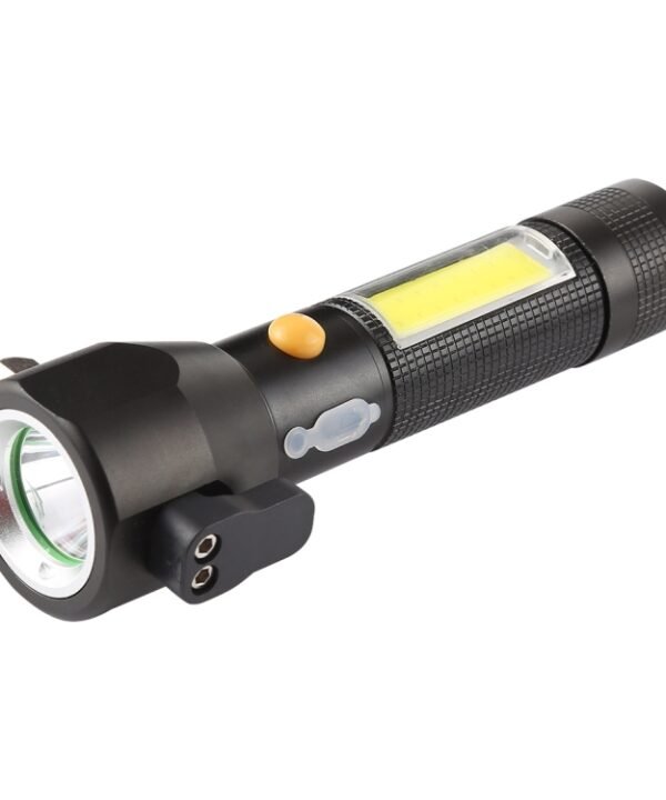 10W 450 Lumens IPX4 Waterproof Rechargeable LED Flashlight with Safety Hammer & 3-Modes