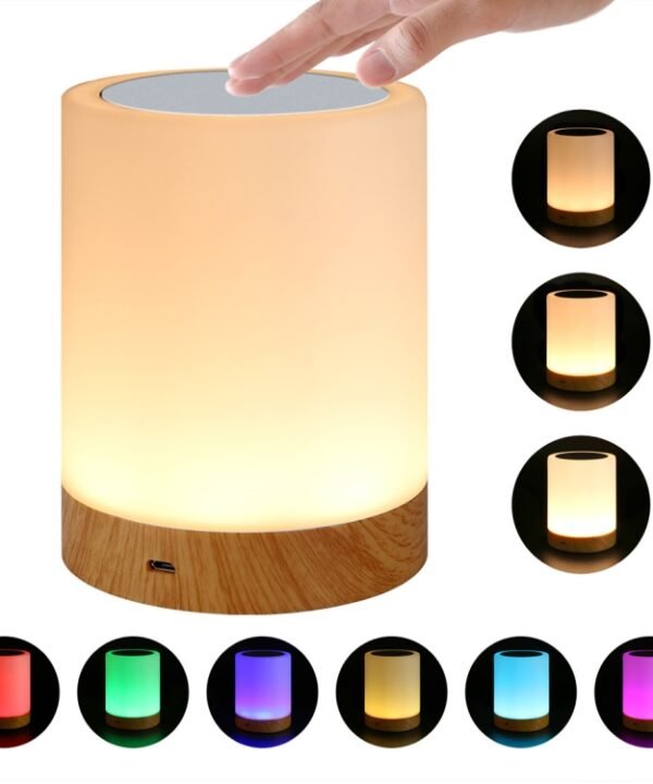 Colorful Creative Wood Grain Charging Night Light Touch Atmosphere Light