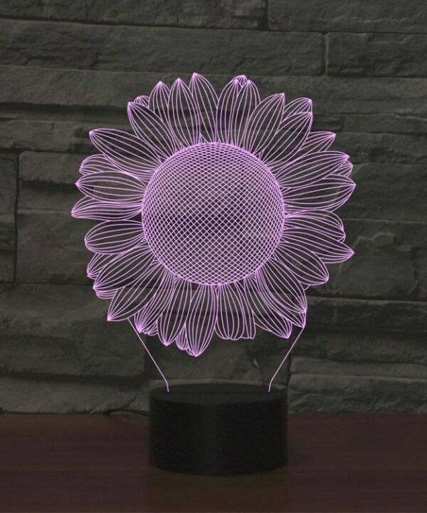 Sunflower Black Base Creative 3D LED Decorative Night Light, USB with Touch Button Version