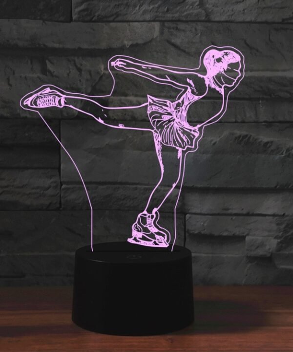Ice Skating Black Base Creative 3D LED Decorative Night Light, Powered by USB and Battery