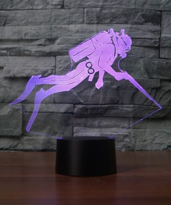 Diving Black Base Creative 3D LED Decorative Night Light, Powered by USB and Battery