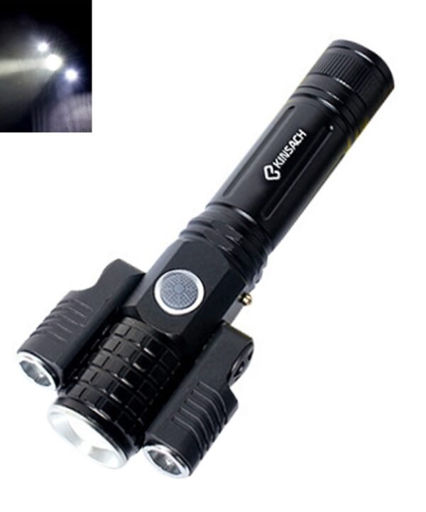 KS-738 USB Charging Waterproof T6+XPE Zoomable LED Flashlight with 4-Modes & 18650 lithium battery