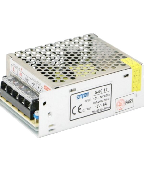 SOMPOM S-60-12 60W 12V 5A Iron Shell Driver LED Light Strip Lighting Monitor Power Supply