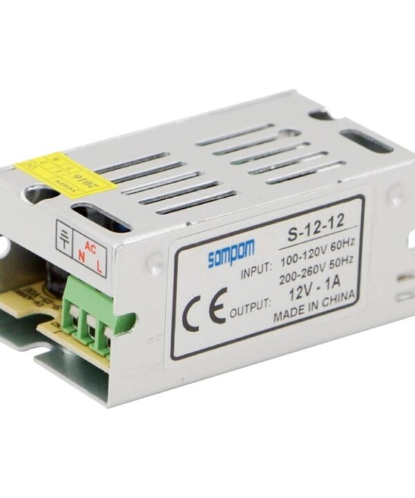 SOMPOM S-12-12 12W 12V 1A Iron Shell Driver LED Light Strip Lighting Monitor Power Supply