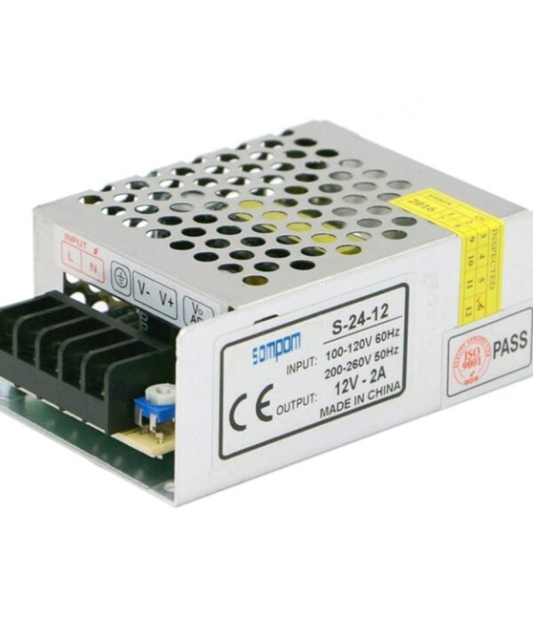 SOMPOM S-24-12 24W 12V 2A Iron Shell Driver LED Light Strip Lighting Monitor Power Supply
