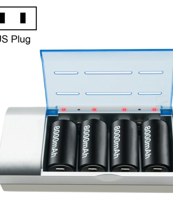 AC 100-240V 4 Slot Battery Charger for AA & AAA & C / D Size Battery, US Plug