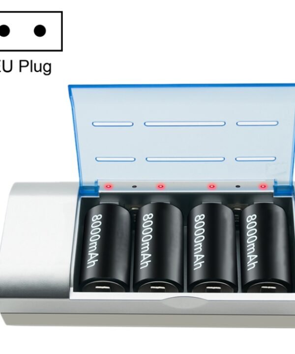 AC 100-240V 4 Slot Battery Charger for AA & AAA & C / D Size Battery, EU Plug