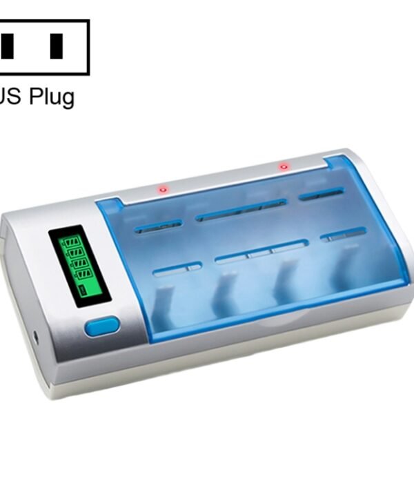 AC 100-240V 4 Slot Battery Charger for AA & AAA & C / D Size Battery, with LCD Display, US Plug