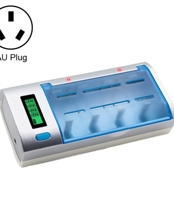 AC 100-240V 4 Slot Battery Charger for AA & AAA & C / D Size Battery, with LCD Display, AU Plug