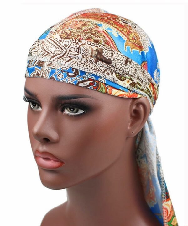 b-1 High Elastic Printing Long-tailed Pirate Hat Headkerchief Chemotherapy Cap