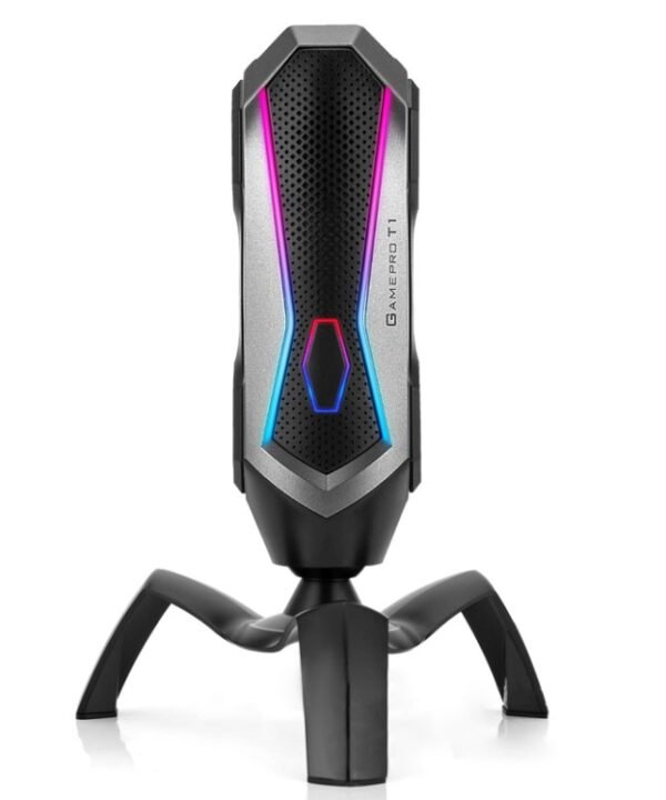 Yanmai T1 360-degree Free Rotation Cardioid Pointing Condenser Gaming Microphone with RGB Colorful Lighting & Pluggable USB-C / Type-C Cable, Cable Length: 1.7m