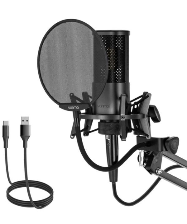 Yanmai X2 Active Noise Reduction Cardioid Pointing Capacitive Recording Microphone Set with Blowout Net & Cantilever Bracket & 1.7m 3.5mm Interface Cable