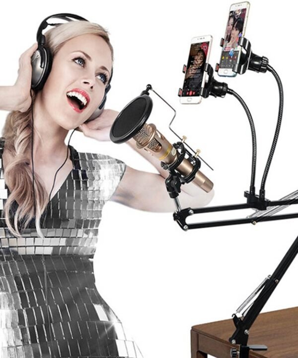 Dual Mobile Phone K Song Bracket 360 Degree Direction Cantilever Multifunctional Lazy Microphone Live Broadcast Bracket