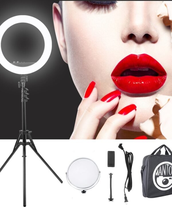 MANTOO RL-18 II 100-240V 55W 18 inch Two-color Dimmable Ring Fill Light with Tripod