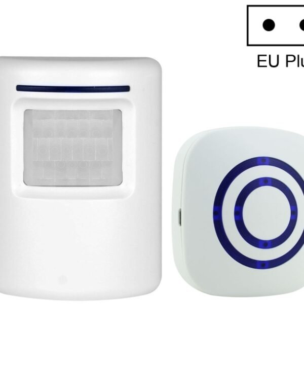 FY-0256 2 in 1 PIR Infrared Sensors (Transmitter + Receiver) Wireless Doorbell Alarm Detector for Home / Office / Shop / Factory, EU Plug, FY-0256 Doorbell Alarm Detector, FY-0256 Doorbell Alarm
