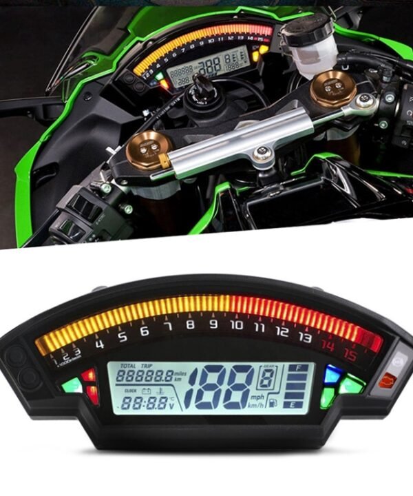 Motorcycle LCD TFT Digital Speedometer 14000RPM 6 Gear Backlight Motorcycle Odometer for 1,2,4 Cylinders Meter