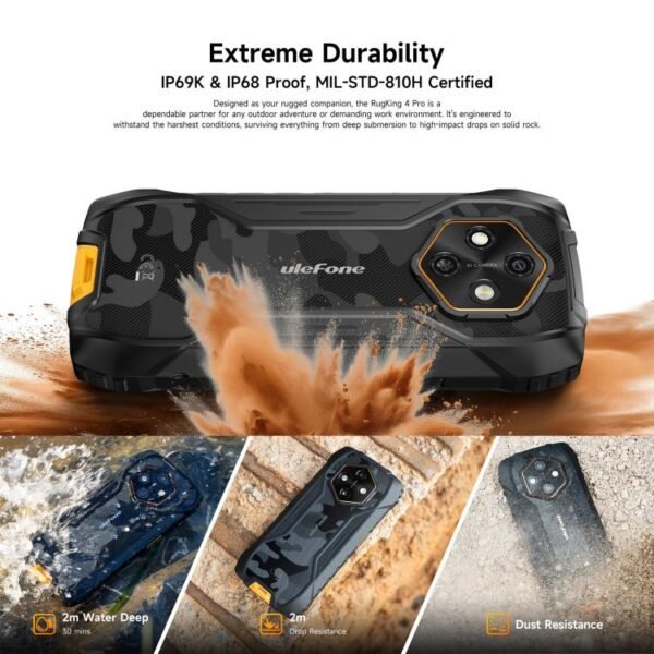 MPH3078_B2.jpg Ulefone RugKing 4 Pro, 8GB+256GB, IP68/IP69K Rugged Phone, 6.56 inch Android 15 Unisoc T7250 Octa Core, Network: 4G, NFC, OTG, RugKing 4 Pro, 8GB+256GB