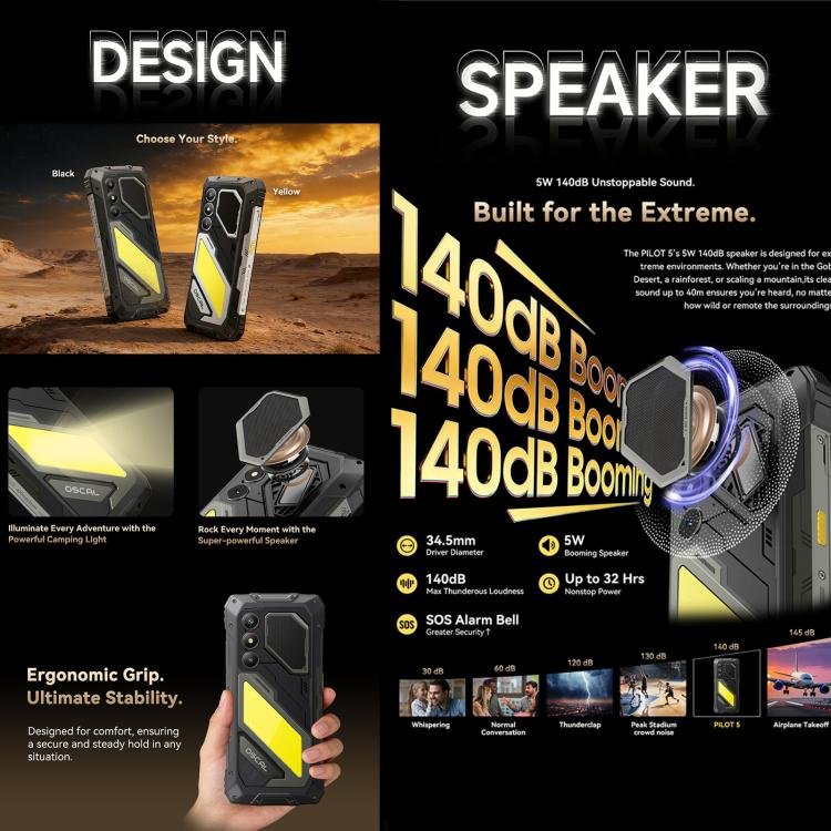 Blackview Oscal Pilot 5 5G Rugged Phone, 8GB+256GB, 6.67 inch Android 16 UMS9620 T8100 Octa Core, Network: 5G, OTG, NFC - Image 5
