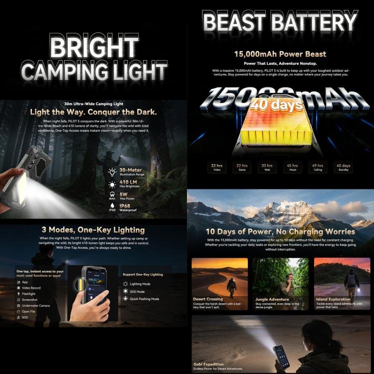 Blackview Oscal Pilot 5 5G Rugged Phone, 8GB+256GB, 6.67 inch Android 16 UMS9620 T8100 Octa Core, Network: 5G, OTG, NFC - Image 7