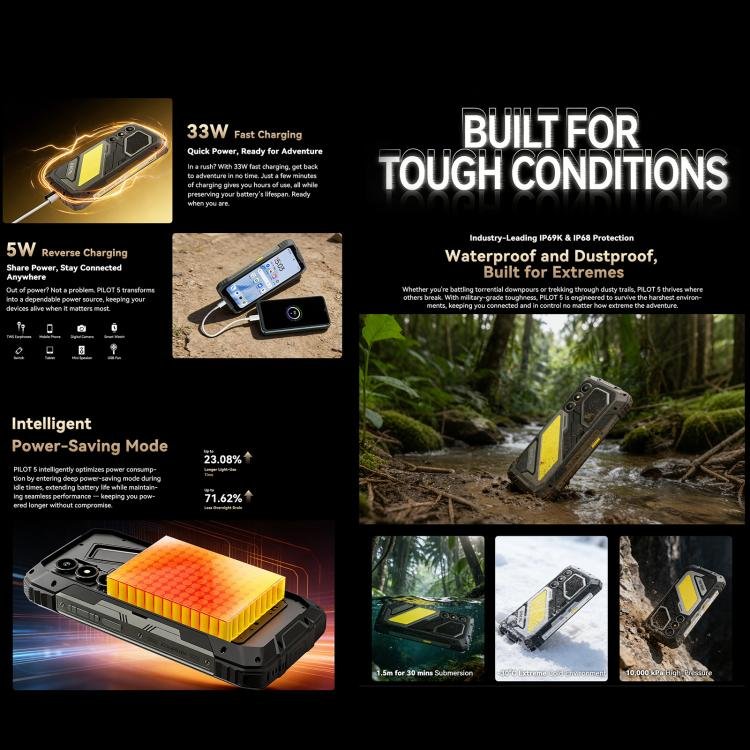 Blackview Oscal Pilot 5 5G Rugged Phone, 8GB+256GB, 6.67 inch Android 16 UMS9620 T8100 Octa Core, Network: 5G, OTG, NFC - Image 8