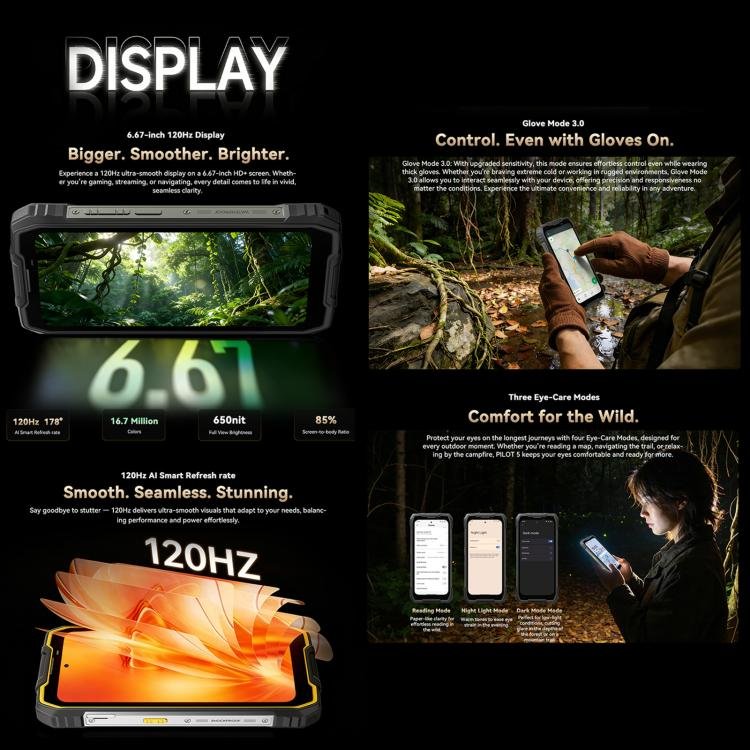 Blackview Oscal Pilot 5 5G Rugged Phone, 8GB+256GB, 6.67 inch Android 16 UMS9620 T8100 Octa Core, Network: 5G, OTG, NFC - Image 9