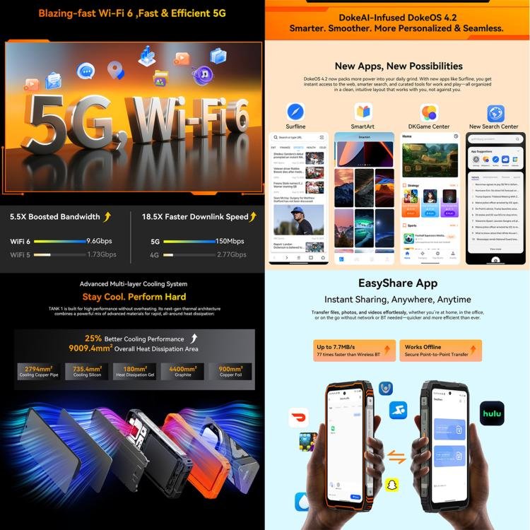 Blackview Oscal TANK 1, 16GB+512GB, 6.78 inch Android 15 DokeOS 4.2 Mediatek Dimensity 7050 Octa Core, Network: 5G, OTG, NFC, 16GB+512GB - Image 16