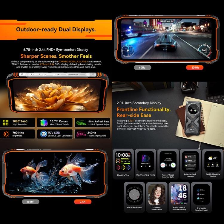 Blackview Oscal TANK 1, 16GB+512GB, 6.78 inch Android 15 DokeOS 4.2 Mediatek Dimensity 7050 Octa Core, Network: 5G, OTG, NFC, 16GB+512GB - Image 11