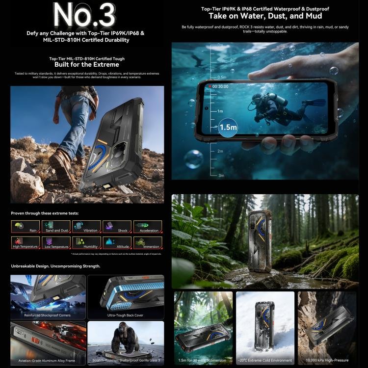 Blackview ROCK 3 Rugged Phone, Thermal Imager, 8GB+256GB, 6.78 inch Android 16 MT8781 Helio G100 Octa Core, Network: 4G, OTG, NFC - Image 8