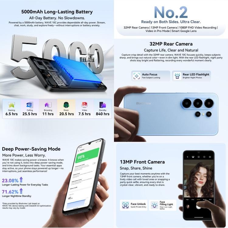 Blackview WAVE 10C, 4GB+128GB, 6.88 inch Android 16 Unisoc UMS312 / T310 Octa Core, Network: 4G, OTG, WAVE 10C, 4GB+128GB - Image 8