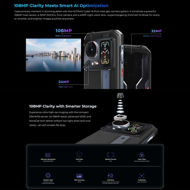 HOTWAV Cyper 16 Pro Rugged Phone, 8GB+512GB, 6.6 inch Android 15 MediaTek MT6789H Helio G100 Octa, Network: 5G, OTG, NFC - Image 14