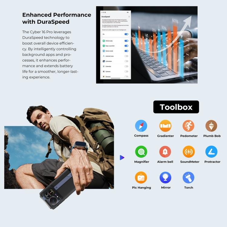 HOTWAV Cyper 16 Pro Rugged Phone, 8GB+512GB, 6.6 inch Android 15 MediaTek MT6789H Helio G100 Octa, Network: 5G, OTG, NFC - Image 30