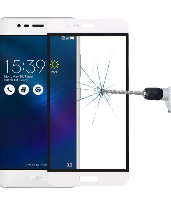 For Asus ZenFone 3 Max / ZC520TL 0.26mm 9H Surface Hardness Explosion-proof Colorized Silk-screen Tempered Glass Full Screen Film