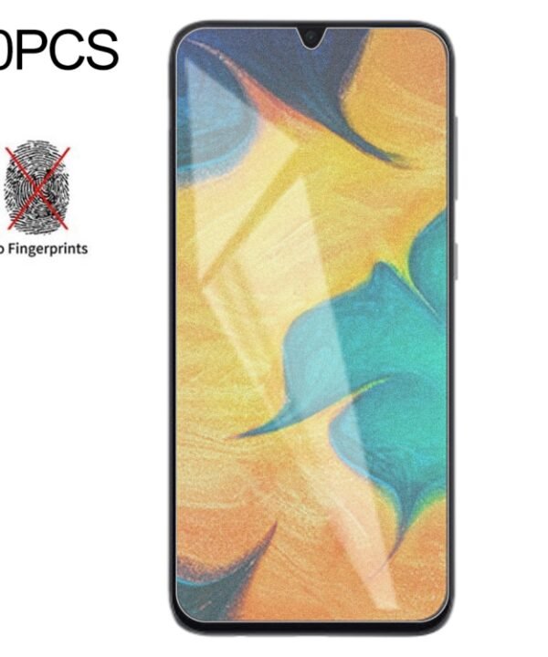 50 PCS Non-Full Matte Frosted Tempered Glass Film for Galaxy A30 / A50 / M30 / A20, No Retail Package