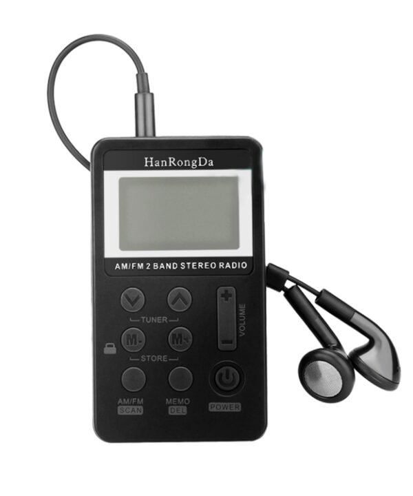 Portable AM / FM Two Bands Rechargeable Stereo Radio Mini Receiver with & LCD Screen & Earphone Jack & Lanyard
