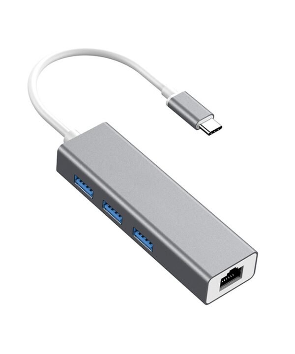 USB-C / Type-C to Fast Ethernet RJ45 & 3 x USB 3.0 Adapter Converter HUB, Fast Ethernet