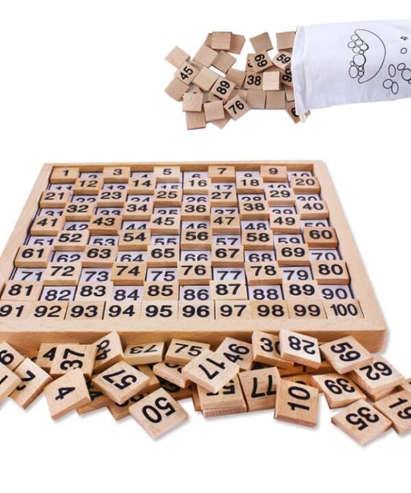 Wooden Montessori Teaching Kids Math 1 - 100 Consecutive Numbers Counting Board Plate Toy