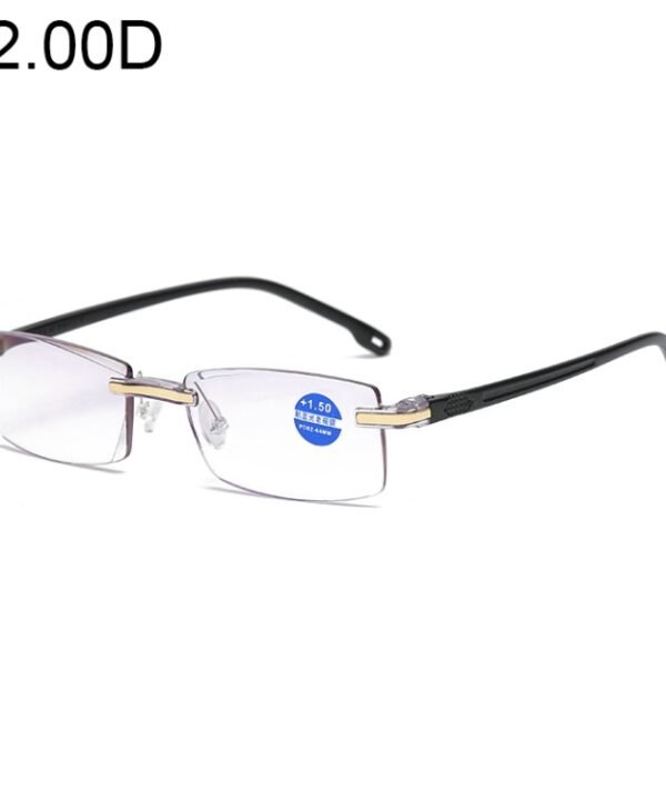 Rimless Anti Blue-ray Blue Film Lenses Presbyopic Glasses, +2.00D, +2.00D
