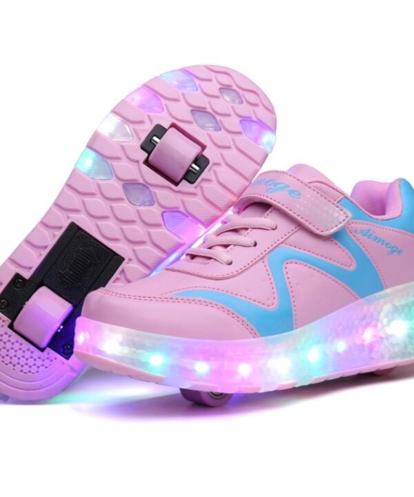786 LED Light Ultra Light Rechargeable Double Wheel Roller Skating Shoes Sport Shoes, Size : 31, Size : 31
