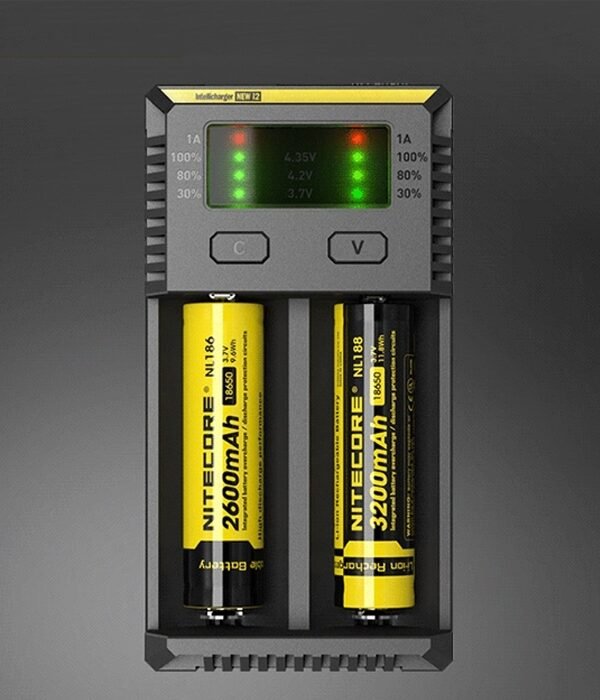 Nitecore NEW i2 Intelligent Digi Smart Charger with LED Indicator for 14500, 16340 (RCR123), 18650, 22650, 26650, Ni-MH and Ni-Cd (AA, AAA) Battery