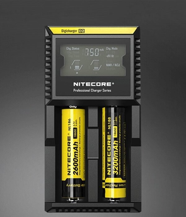 Nitecore D2 Intelligent Digi Smart Charger with LED Indicator for 14500, 16340 (RCR123), 18650, 22650, 26650, Ni-MH and Ni-Cd (AA, AAA) Battery